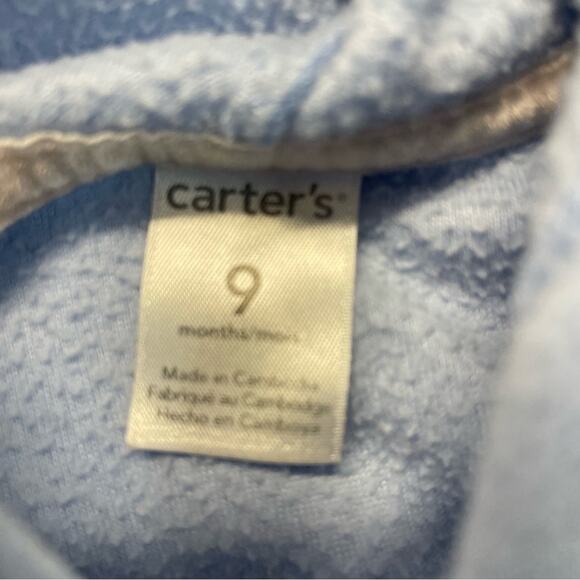 Carter’s Fleece Vest blue embroidery bird full zip jacket baby Size 9 Months - Picture 4 of 6